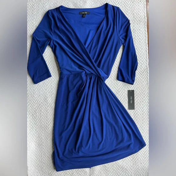 ivy and blu dresses Ivy Placket Linen Midi Dress-Bright Blue main image 0